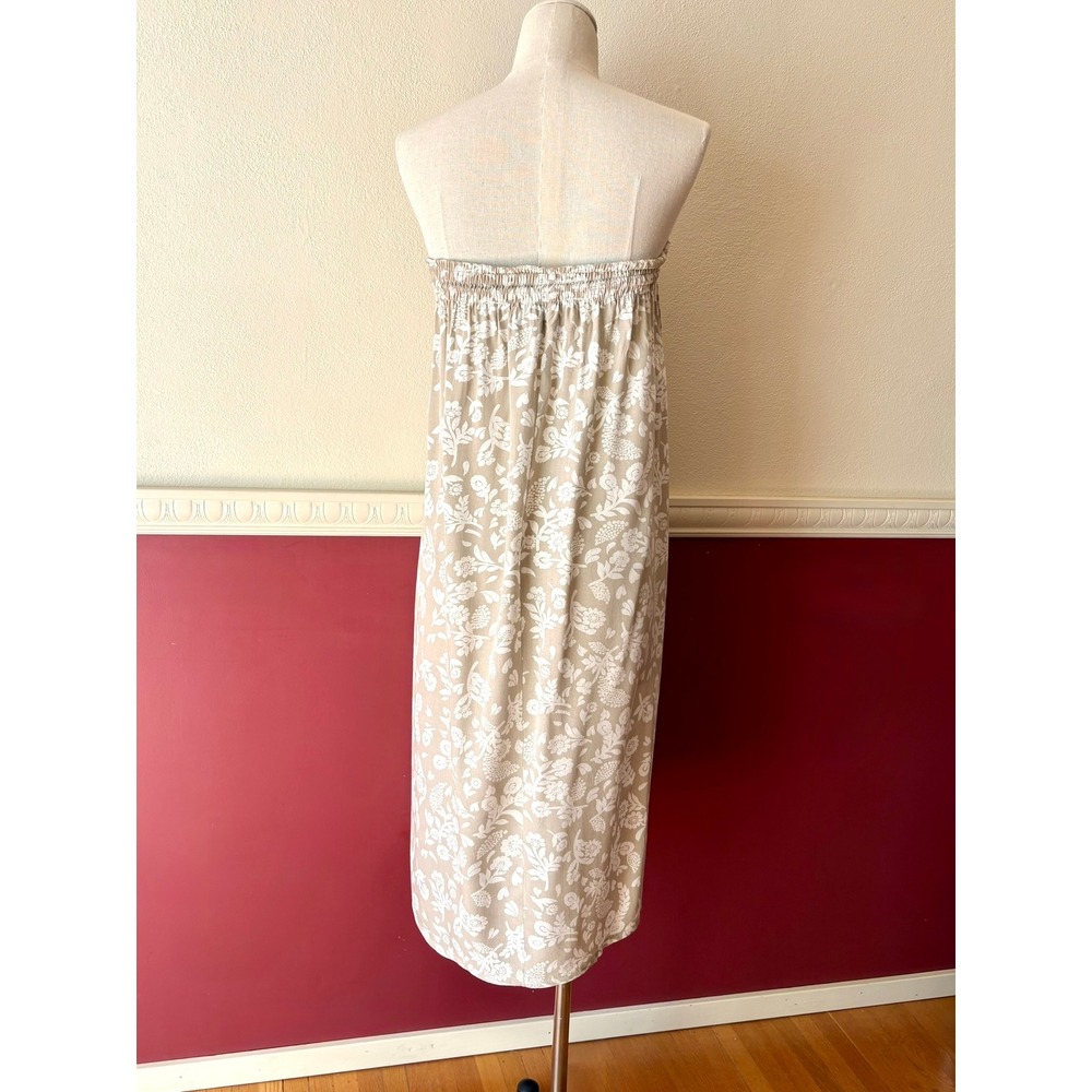 Gina Peters Vintage Floral Maxi Skirt Strapless Dress Beige White Rayon Medium - Picture 7 of 13